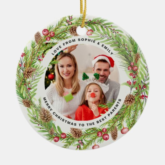 Foto mit Familienfolienanlage Weihnachten Keramik Ornament (Vorne)