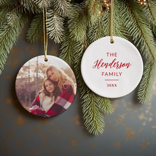 Foto mit Familienname und -jahr Keramik Ornament