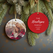 Foto mit Familienname und -jahr Keramik Ornament