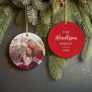 Foto mit Familienname und -jahr Keramik Ornament