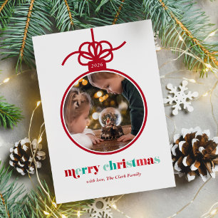 Foto mit festlichem Rot und Grün Feiertagskarte