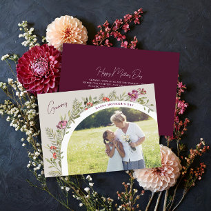 Foto mit floralen Archen Fröhlicher Muttertagsgram Karte