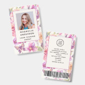 Foto mit floralen Firmenzeichen Strichcode-Abzeich Ausweis (Vorder- & Rückseite)