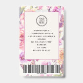 Foto mit floralen Firmenzeichen Strichcode-Abzeich Ausweis (Rückseite)
