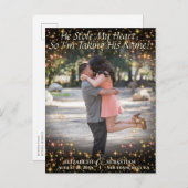 Foto mit Glitzern Niedlich Hochzeit Speichern Sie  Ankündigungspostkarte (Vorne/Hinten)