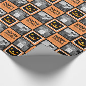 Foto mit glücklicher Halloween Pumpkin Custom Gree Geschenkpapier (Ecke)