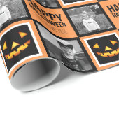 Foto mit glücklicher Halloween Pumpkin Custom Gree Geschenkpapier (Rolleneckpunkt)