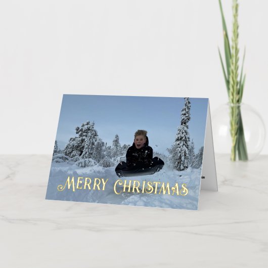 Foto mit Gold Frohe Weihnachten Eigene Unterschrif (Vorderseite)