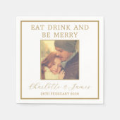 Foto mit Goldbrasse-Hochzeitsfeier Serviette (Vorderseite)