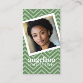 Foto mit Green Zickzack Pattern Individuelle Name Visitenkarte (Vorderseite)