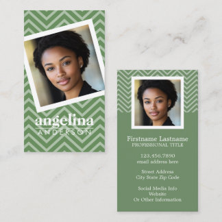 Foto mit Green Zickzack Pattern Individuelle Name Visitenkarte