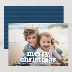 Foto mit großem FROHES Weihnachten - marineblau