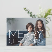 Foto mit großen Frohen Weihnachten - marineblau (Stehend Vorderseite)