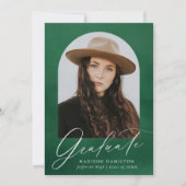 Foto mit grünem Wasserfarben Abschluss Ankündigung (Vorderseite)