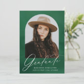 Foto mit grünem Wasserfarben Abschluss Ankündigung (Stehend Vorderseite)