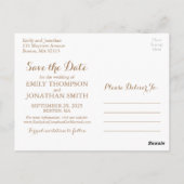 Foto mit grüner Leaf-Hochzeit speichern Sie das Da Postkarte (Rückseite)