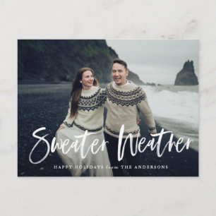 Foto mit handgeschriebenem Sweater Weather Overlay Postkarte