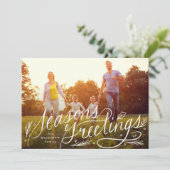 Foto mit handgeschriebenen Frohen Festtagen Feiertagskarte (Stehend Vorderseite)