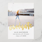 Foto mit Handschrift Golden Abschluss Ankündigung (Vorderseite)