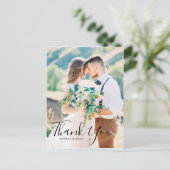 Foto mit Handschrift Hochzeit Vielen Dank Postkarte (Stehend Vorderseite)