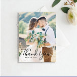 Foto mit Handschrift Hochzeit Vielen Dank Postkarte<br><div class="desc">Handgeschriebenes Script Foto Hochzeit danke Ihnen Postkarten.</div>