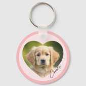 Foto mit Haushund im Herzen mit dem Namen rosa Gre Schlüsselanhänger (Vorderseite)