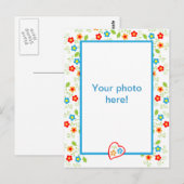 Foto mit Herz und Blume Postkarte (Vorne/Hinten)