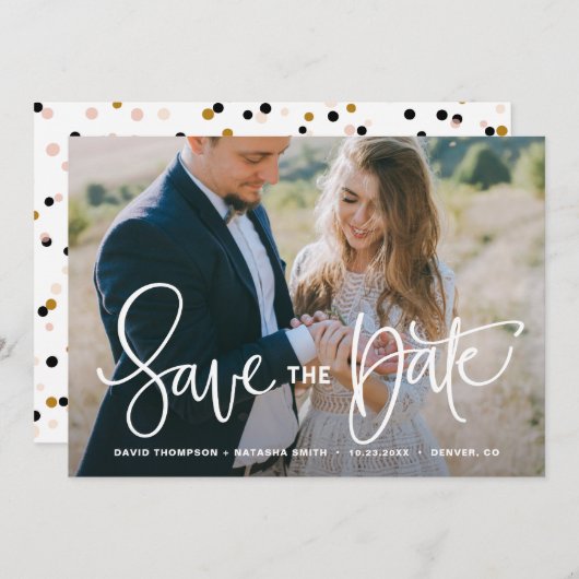 Foto mit Hübscher Hand Save the Date (Vorne/Hinten)