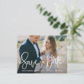 Foto mit Hübscher Hand Save the Date Ankündigungspostkarte (Stehend Vorderseite)