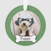 Foto mit Hundeblock - grüne Polka-Punkte Ornament (Vorderseite)