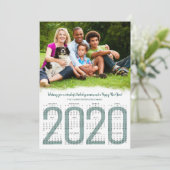 Foto mit Kalender 2020 Neujahr Feiertagskarte (Stehend Vorderseite)