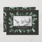 Foto mit Kiefernpinsel Weihnachtsrahmen Feiertagskarte (Vorne/Hinten)