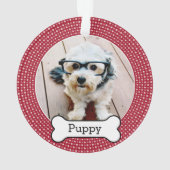 Foto mit Knochen - roten Polka - Punkten Ornament (Rückseite)