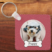 Foto mit Knochen - roten Polka - Punkten Schlüsselanhänger (Vorderseite)