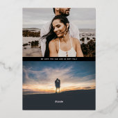 Foto mit lässigen Buchstaben Save the Date Gold Folieneinladung (Rückseite)