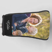 Foto mit mit Monogramm Namensskript-Typografie Golf Headcover (Vorderseite)