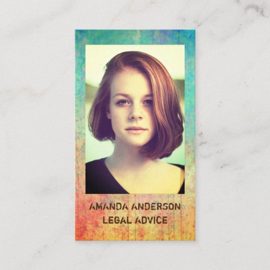 Foto mit modernem, farbenfrohen Wasserfarben Visitenkarte (Vorderseite)