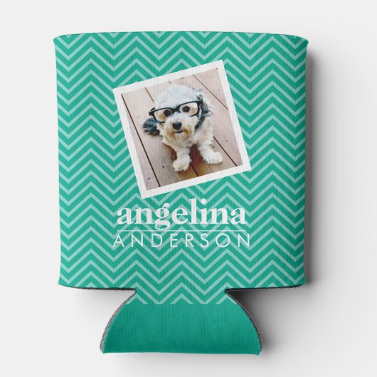 Foto mit modernem Zickzack Muster und Individuelle Dosenkühler (Rückseite)