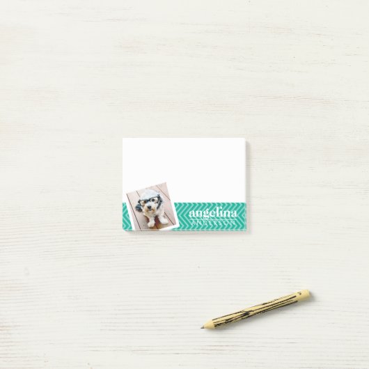 Foto mit modernem Zickzack Muster und Individuelle Post-it Klebezettel (Auf Schreibtisch)