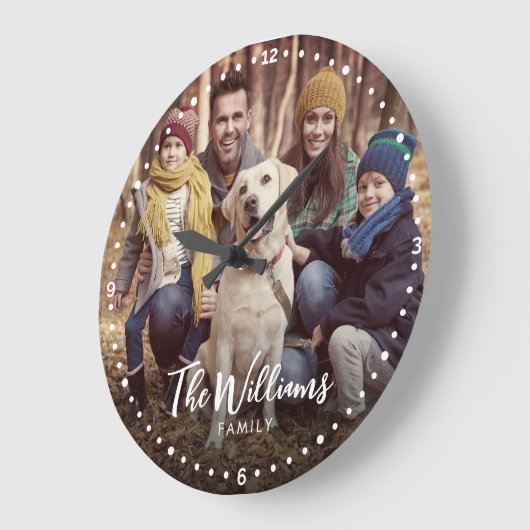 Foto mit moderner Schrift Große Wanduhr (Winkel)