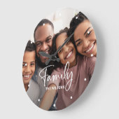 Foto mit moderner Schrift Große Wanduhr (Winkel)