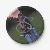 Foto mit Monogram Wedding Pappteller (Vorderseite)