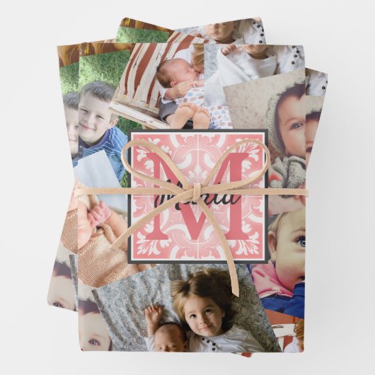 Foto mit Monogramm hochladen Geschenkpapier Set (Beispiel)