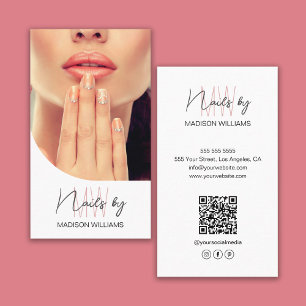 Foto mit Monogramm-Logo Nageldesignerin Weiß Visitenkarte