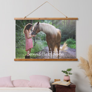 Foto mit Name oder Text für Pferdeliebhaber Wandteppich Mit Holzrahmen