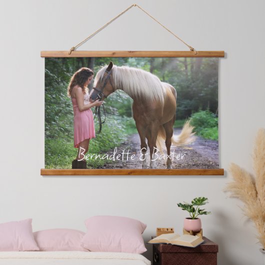 Foto mit Name oder Text für Pferdeliebhaber Wandteppich Mit Holzrahmen (Schlafzimmer)