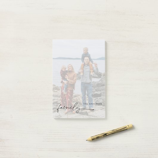 Foto mit Namen Personalisiert ausgeblendete Post-i Post-it Klebezettel (Auf Schreibtisch)