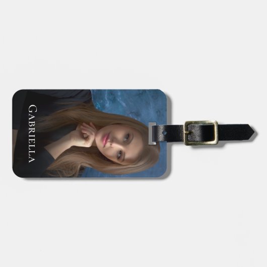 Foto mit personalisiertem Add-Name Gepäckanhänger (Vorderseite horizontal)