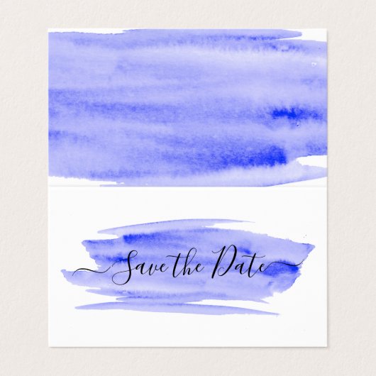 Foto mit Pinselstrich Save the Date Visitenkarten (Außenseite Aufgefaltet)