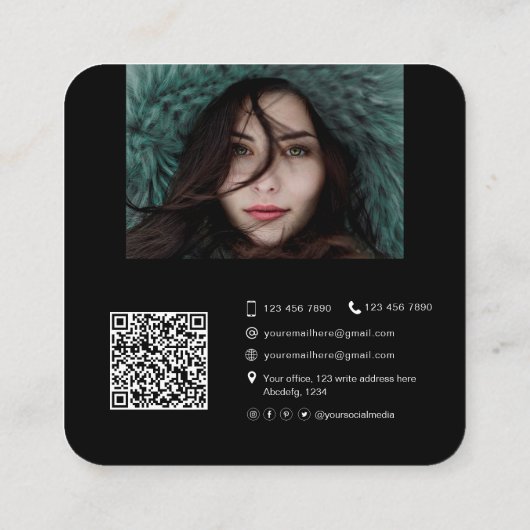 Foto mit QR-Code für Performance Dancers Schauspie Quadratische Visitenkarte (Rückseite)